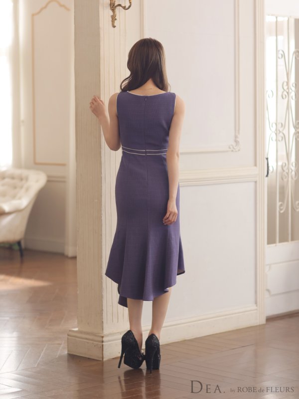 画像17: Lサイズあり【DEA./ディア】アシンメトリー裾/ フロントジッパー/ ノースリーブ/ ミディアム丈/ ミモレ丈/ ミディアムドレス/ キャバドレス【OF08】 (17)