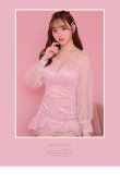 画像10: XSサイズあり【ROBE de FLEURS/ローブドフルール】スパンコール/ ドットチュール/ 袖あり/ 長袖/ セットアップ/ ビジュー/ フレア/ ミニドレス/ キャバドレス[OF2] (10)