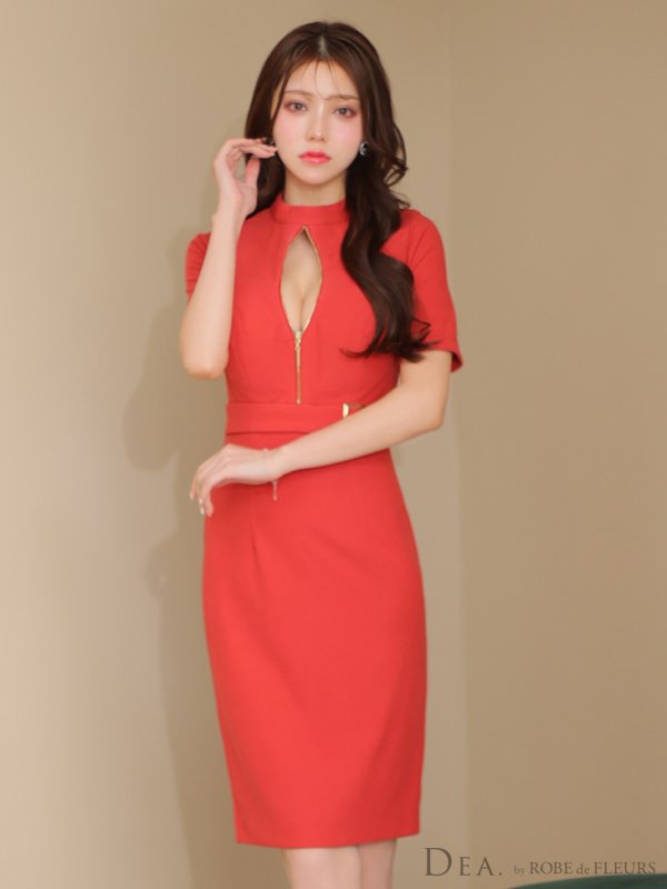 画像11: Lサイズあり【DEA./ディア】ベルト/ ジッパー/ 袖付き/ 半袖/ シンプル/ レディ/ ワンピース/ ミモレ丈/ マキシ丈/ ミディアムドレス/ キャバドレス【OF08】 (11)