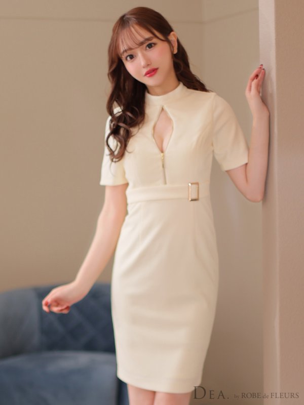 画像6: Lサイズあり【DEA./ディア】ベルト/ ジッパー/ 袖付き/ 半袖/ シンプル/ レディ/ ワンピース/ ミモレ丈/ マキシ丈/ ミディアムドレス/ キャバドレス【OF08】 (6)