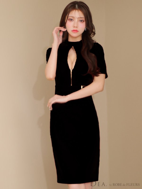 画像9: Lサイズあり【DEA./ディア】ベルト/ ジッパー/ 袖付き/ 半袖/ シンプル/ レディ/ ワンピース/ ミモレ丈/ マキシ丈/ ミディアムドレス/ キャバドレス【OF08】 (9)