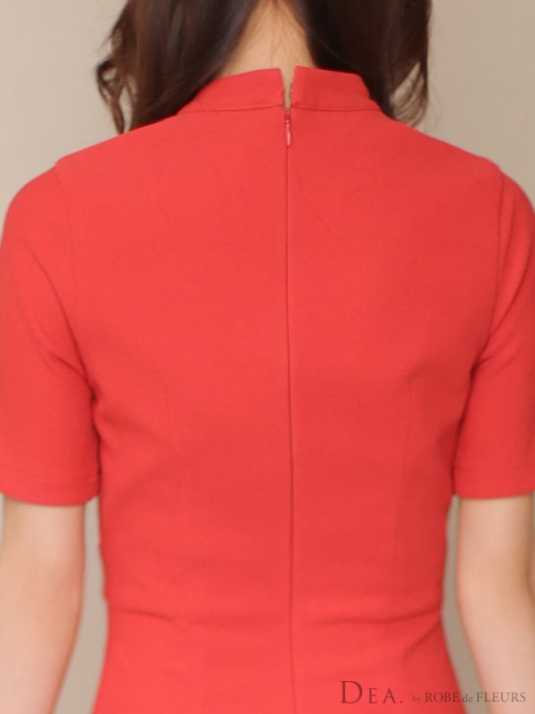 画像14: Lサイズあり【DEA./ディア】ベルト/ ジッパー/ 袖付き/ 半袖/ シンプル/ レディ/ ワンピース/ ミモレ丈/ マキシ丈/ ミディアムドレス/ キャバドレス【OF08】 (14)