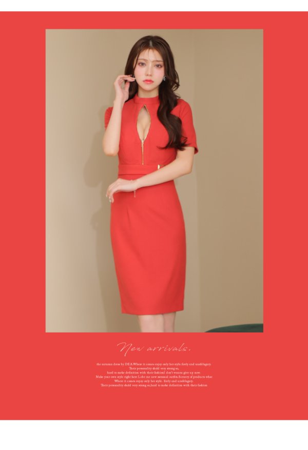 画像15: Lサイズあり【DEA./ディア】ベルト/ ジッパー/ 袖付き/ 半袖/ シンプル/ レディ/ ワンピース/ ミモレ丈/ マキシ丈/ ミディアムドレス/ キャバドレス【OF08】 (15)