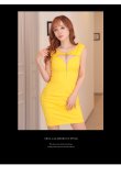 画像4: XSサイズあり☆【ROBE de FLEURS Glossy/ローブ・ド・フルール グロッシー】フロントジップ/ ZIP ワンカラー/ ストレッチ/ タイト/ ミニドレス/ キャバドレス[OF2] (4)