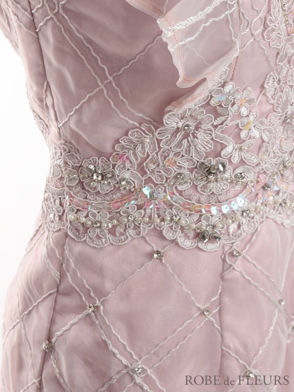 画像11: XSサイズあり【ROBE de FLEURS/ローブドフルール】ブロックチュール/ Vネック/ フリル袖/ シアー/ タイト/ ミニドレス/ キャバドレス[OF08] (11)