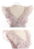 画像13: XSサイズあり【ROBE de FLEURS/ローブドフルール】ブロックチュール/ Vネック/ フリル袖/ シアー/ タイト/ ミニドレス/ キャバドレス[OF2] (13)