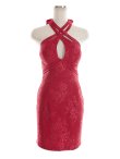 画像15: XSサイズあり【ROBE de FLEURS Glossy/ローブ・ド・フルール グロッシー】クロスホルター/ ホルターネック/ アメスリ/ ストレッチ/ タイト/ ミニドレス/ キャバドレス[OF2] (15)