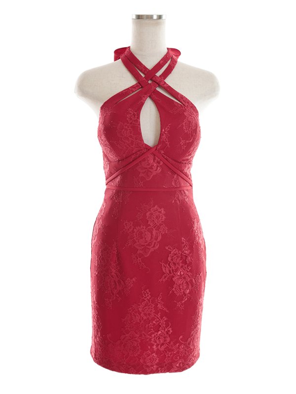 画像13: XSサイズあり【Glossy/グロッシー】クロスホルター/ ホルターネック/ アメスリ/ ストレッチ/ タイト/ ミニドレス/ キャバドレス【HC02】 (13)