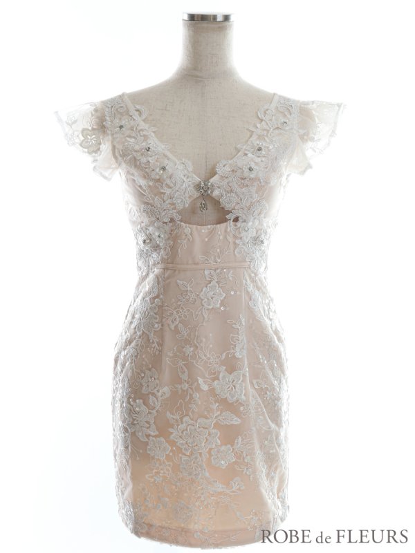 画像12: XSサイズあり【ROBE de FLEURS/ローブドフルール】フラワーレース/ 立体フラワー/ カットデザイン/ ビジュー/ タイト/ ミニドレス/ キャバドレス[OF08] (12)