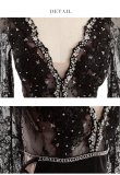 画像10: 【ROBE de FLEURS Glossy/ローブ・ド・フルール グロッシー】レーススリーブ/ 七分袖/ 長袖/ 袖あり/ スパンコール/ サイドリボン/ タイト/ ミニドレス/ キャバドレス[OF2] (10)