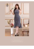 画像6: Lサイズあり【DEA. by ROBE de FLEURS/ディアバイローブドフルール】ケミカルレース/ フリル/ マーメイド/ ミディドレス/ キャバドレス[OF2] (6)