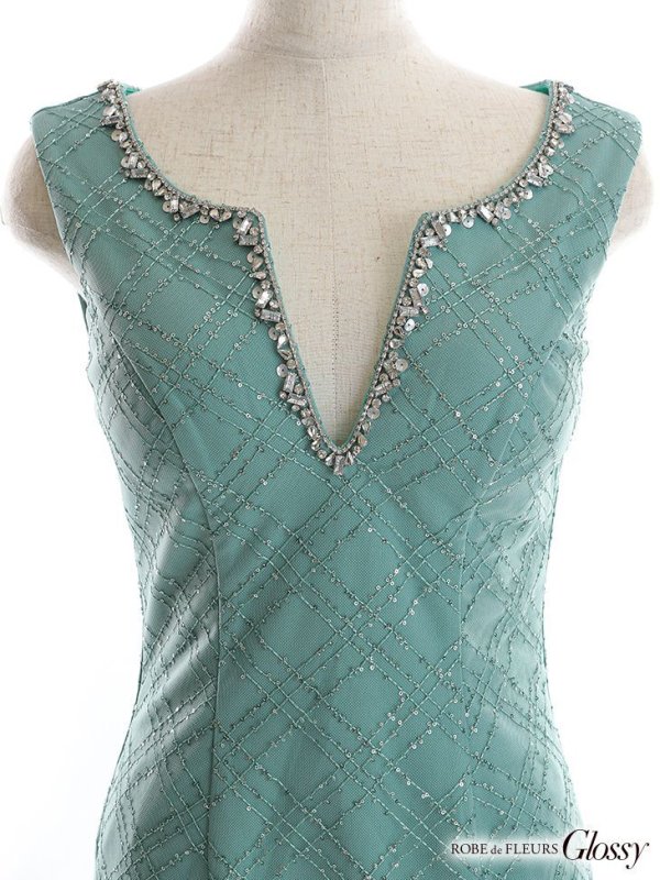 画像8: XSサイズあり【Glossy/グロッシー】ダイヤ柄/ スパンコール/ ビジュー/ スリットネック/ キーネック/ タイト/ ミニドレス/ キャバドレス【HC02】 (8)