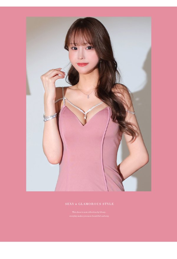 画像35: XSサイズあり【Glossy/グロッシー】ワンカラー/ キャミソール/ ビジュー/ ストレッチ/ タイト/ ミニドレス/ キャバドレス【HC02】 (35)
