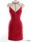 画像12: XSサイズあり【ROBE de FLEURS Glossy/ローブ・ド・フルール グロッシー】デコルテビジュー/ フロントジップ/ リボンネック/ ストレッチ/ タイト/ ミニドレス/ キャバドレス[OF2] (12)