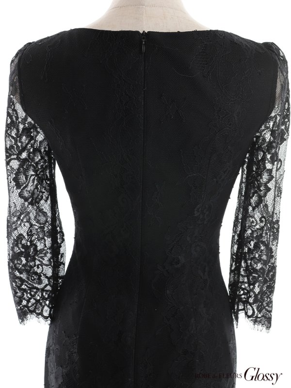 画像19: XS-Lサイズあり【Glossy/グロッシー】バストビジュー/ レーススリーブ/ 袖あり/ ワンカラー/ 総レース/ タイト/ ミニドレス/ キャバドレス【OF08】 (19)