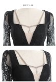 画像21: XS-Lサイズあり【ROBE de FLEURS Glossy/ローブ・ド・フルール グロッシー】バストビジュー/ レーススリーブ/ 袖あり/ ワンカラー/ 総レース/ タイト/ ミニドレス/ キャバドレス[OF2] (21)