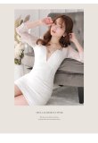 画像4: XS-Lサイズあり【ROBE de FLEURS Glossy/ローブ・ド・フルール グロッシー】バストビジュー/ レーススリーブ/ 袖あり/ ワンカラー/ 総レース/ タイト/ ミニドレス/ キャバドレス[OF2] (4)