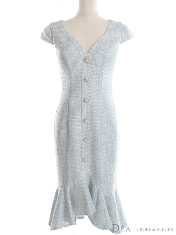 画像13: Lサイズあり【DEA./ディア】ラメ入りスプリングツイード/ マーメイド/ タイト/ ミディアム丈/ ワンピース/ キャバドレス【OF08】 (13)