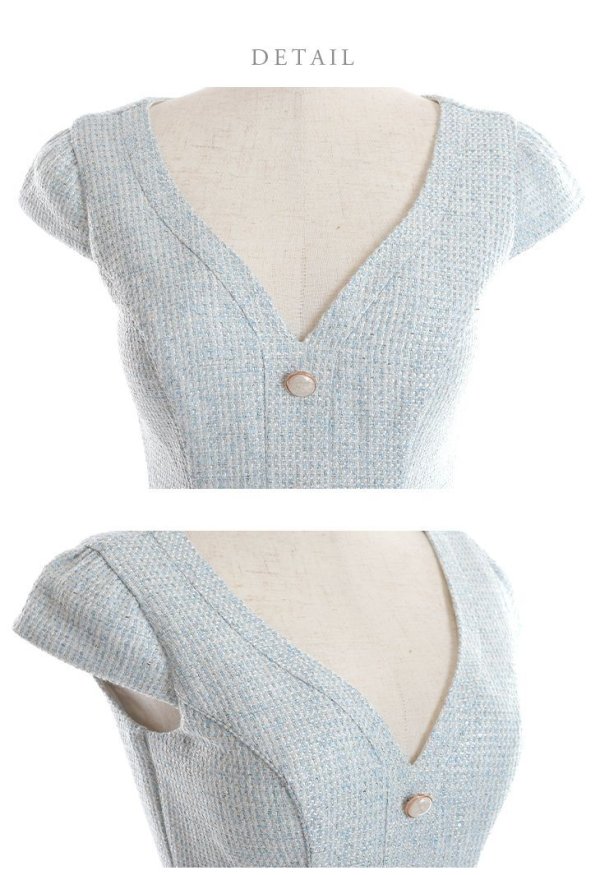 画像17: Lサイズあり【DEA./ディア】ラメ入りスプリングツイード/ マーメイド/ タイト/ ミディアム丈/ ワンピース/ キャバドレス【OF08】 (17)