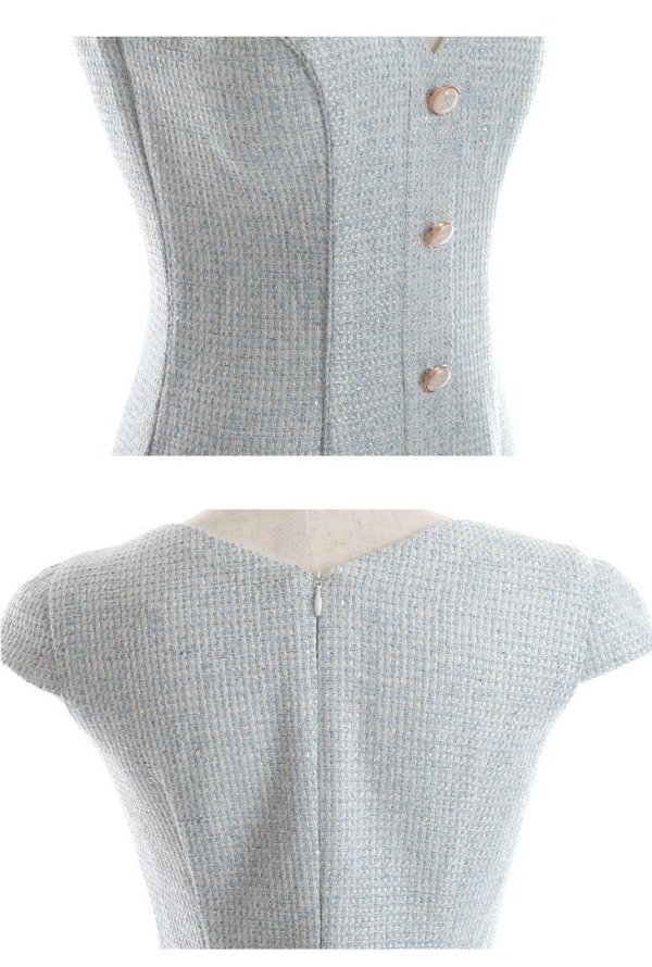 画像18: Lサイズあり【DEA./ディア】ラメ入りスプリングツイード/ マーメイド/ タイト/ ミディアム丈/ ワンピース/ キャバドレス【OF08】 (18)