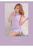画像6: XSサイズあり【ROBE de FLEURS Glossy/ローブ・ド・フルール グロッシー】ビジューネック/ バストジップ/ ワンカラー/ ストレッチ/ タイト/ ミニドレス/ キャバドレス[OF2] (6)