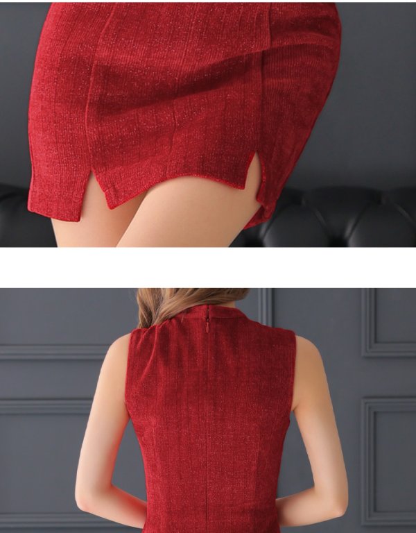 画像6: XSサイズあり【Glossy/グロッシー】フロントジッパー/ バストボタン/ ノースリーブ/ シンプル/ ワンカラー/ タイト/ ミニドレス/ キャバドレス【OF08】 (6)