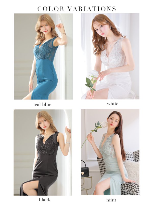 画像23: Lサイズあり【Glossy/グロッシー】ビジュー/ バストカット/ レース/ スリット/ タイト/ ロングドレス/ キャバドレスlong[OF08] (23)