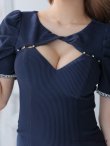 画像8: XSサイズあり【ROBE de FLEURS Glossy/ローブ・ド・フルール グロッシー】袖あり/ リブニット/ バストカット/ パール/ ストレッチ/ タイト/ ミニドレス/ キャバドレス[OF2] (8)