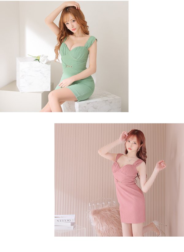 画像7: XSサイズあり【Glossy/グロッシー】スタッズ/ バックル/ ワンカラー/ ストレッチ/ ビスチェ/ タイト/ ミニドレス/ キャバドレス【OF08】 (7)