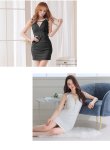 画像5: XSサイズあり【ROBE de FLEURS Glossy/ローブ・ド・フルール グロッシー】フロントジップ/ フラワーモチーフ/ レース/ ネックビジュー/ サイドシアー/ タイト/ ミニドレス/ キャバドレス[OF2] (5)