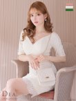 画像13: Lサイズあり【DEA. by ROBE de FLEURS/ディアバイローブドフルール】リブニット/ レース/ 半袖/ 五分袖/ 袖あり/ 膝丈/ タイト/ セットアップ/ ミディアムドレス/ キャバドレス[OF2] (13)