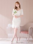 画像14: Lサイズあり【DEA. by ROBE de FLEURS/ディアバイローブドフルール】リブニット/ レース/ 半袖/ 五分袖/ 袖あり/ 膝丈/ タイト/ セットアップ/ ミディアムドレス/ キャバドレス[OF2] (14)