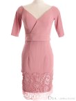 画像18: Lサイズあり【DEA. by ROBE de FLEURS/ディアバイローブドフルール】リブニット/ レース/ 半袖/ 五分袖/ 袖あり/ 膝丈/ タイト/ セットアップ/ ミディアムドレス/ キャバドレス[OF2] (18)