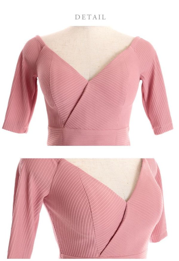 画像19: Lサイズあり【DEA./ディア】リブニット/ レース/ 半袖/ 五分袖/ 袖あり/ 膝丈/ タイト/ セットアップ/ ミディアムドレス/ キャバドレス【OF08】 (19)