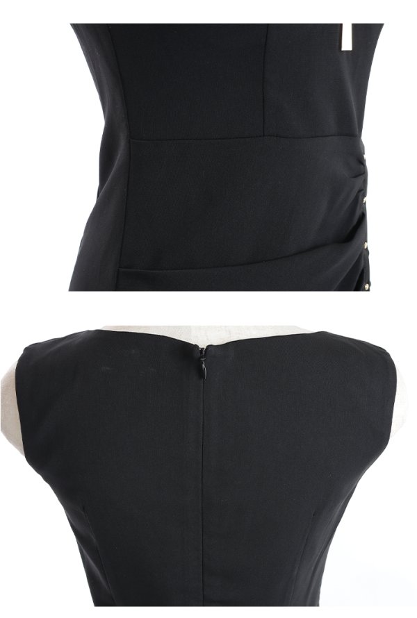 画像47: XSサイズあり【Glossy/グロッシー】フロントジップ/ スタッズ/ ストレッチ/ ワンカラー/ タイト/ ミディアムドレス/ キャバドレス【丈違いあり】【OF08】 (47)