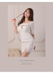 画像24: 門りょうちゃん着用 XSサイズあり【ROBE de FLEURS Glossy/ローブ・ド・フルール グロッシー】袖あり/ バストジッパー/ リブニット/ ワンカラー/ 半袖/ オフショル/ ストレッチ/ タイト/ ミニドレス/ キャバドレス[OF2] (24)