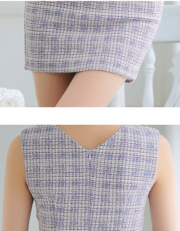 画像19: XS-Lサイズあり【Glossy/グロッシー】フロントジップ/ サマーツイード/ ハイウエスト/ タイト/ ミニドレス/ キャバドレス【OF08】 (19)