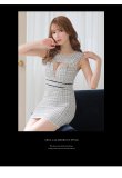 画像13: XS-Lサイズあり【ROBE de FLEURS Glossy/ローブ・ド・フルール グロッシー】フロントジップ/ サマーツイード/ ハイウエスト/ タイト/ ミニドレス/ キャバドレス[OF2] (13)
