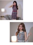 画像20: XSサイズあり【ROBE de FLEURS Glossy/ローブ・ド・フルール グロッシー】フロントジッパー/ チェック柄ツイード/ ツイード/ ノースリーブ/ タイト/ ミニドレス/ キャバドレス[OF2] (20)