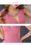 画像21: XSサイズあり【ROBE de FLEURS Glossy/ローブ・ド・フルール グロッシー】フロントジッパー/ ビジュー/ ワッフル/ サイドシアー/ ノースリーブ/ シンプル/ ワンカラー/ タイト/ ミニドレス/ キャバドレス[OF2] (21)