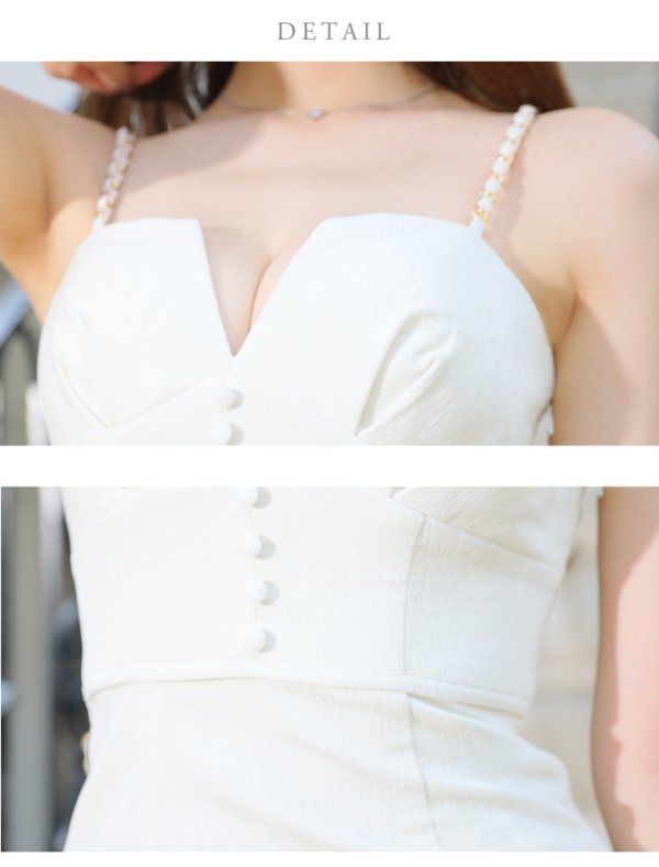 画像28: Lサイズあり【DEA./ディア】マーメイド/ スエード/ フロントボタン/ キャミソール/ ワンカラー/ フリルテール/ ミディアムドレス/ キャバドレス【OF08】 (28)