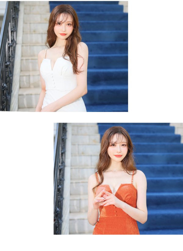 画像25: Lサイズあり【DEA./ディア】マーメイド/ スエード/ フロントボタン/ キャミソール/ ワンカラー/ フリルテール/ ミディアムドレス/ キャバドレス【OF08】 (25)