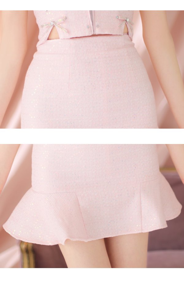 画像30: XSサイズあり【ROBE de FLEURS/ローブドフルール】 セットアップ/ キャミソール/ビジュー/ リボン/ フロントジップ/ ツイード/ フレア/ ミニドレス/ キャバドレス[OF08] (30)