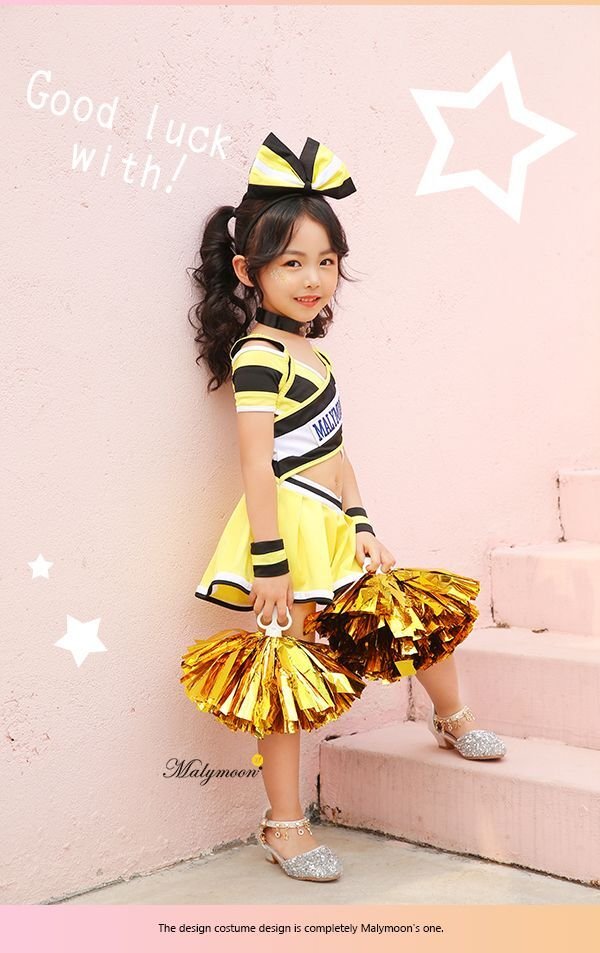 画像3: 【即日発送】チアガール/ チアリーダーキッズ女の子用《ハロウィンコスプレ5点セット》【Malymoon/マリームーン】[HC03] (3)