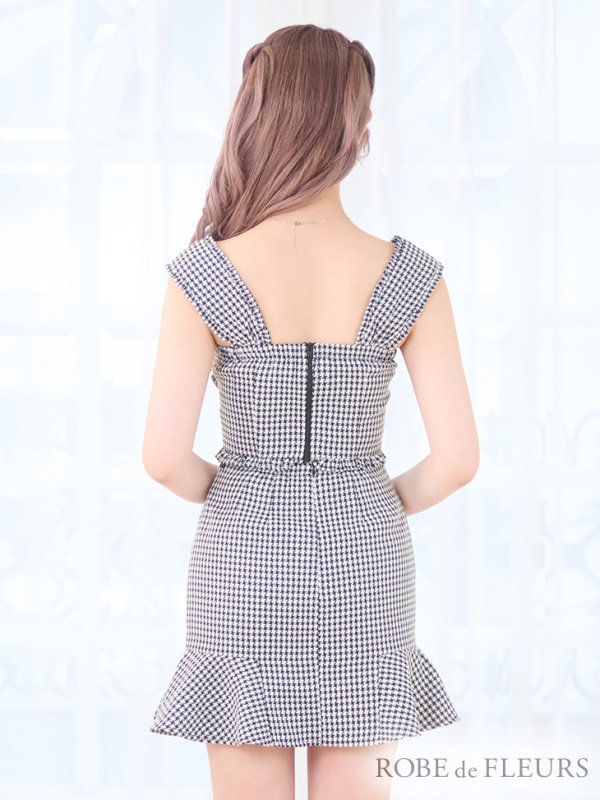 画像35: 【皇らいか/関西コレクション着用】XSサイズあり【ROBE de FLEURS/ローブドフルール】ツイード/ リボン/ ビジュー/ マーメイド/ フリル/ セットアップ/ ミニドレス/ キャバドレス[OF08] (35)