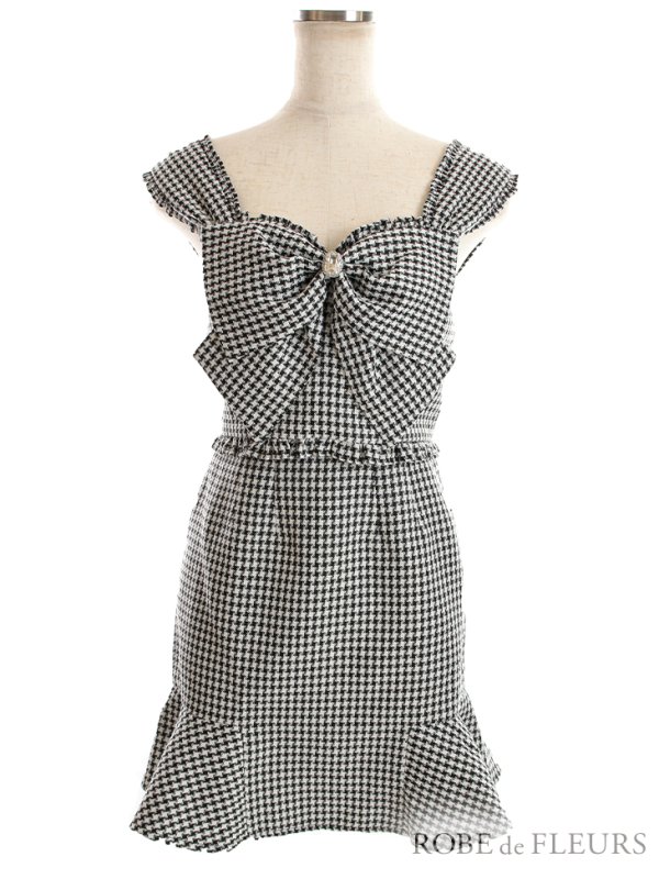 画像40: 【皇らいか/関西コレクション着用】XSサイズあり【ROBE de FLEURS/ローブドフルール】ツイード/ リボン/ ビジュー/ マーメイド/ フリル/ セットアップ/ ミニドレス/ キャバドレス[OF08] (40)