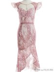 画像21: XSサイズあり【ROBE de FLEURS/ローブドフルール】マーメイド/ レース/ オーガンジー/ バストチャーム/ フリルショルダー/ セットアップ/ ひざ丈/ ミディアムドレス/ キャバドレス[OF2] (21)