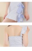 画像18: XSサイズあり【ROBE de FLEURS/ローブドフルール】チェック柄ツイード/ リボンワンショルダー/ マーメイド/ フリル/ ジップ/ ビジュー/ ミニドレス/ キャバドレス[OF2] (18)