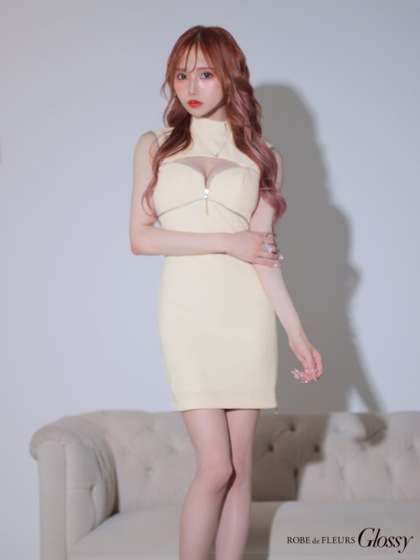 画像17: XSサイズあり【Glossy/グロッシー】フロントジッパー/ リブニット/ ノースリーブ/ ワンカラー/ タイト/ ミニドレス/ キャバドレス[OF08] (17)