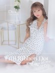 Lサイズあり【DEA. by ROBE de FLEURS/ディアバイローブドフルール】フリル/ リボン/ ドット/ マーメイド/ ミモレ丈/ ミディアムドレス/ キャバドレス　ホワイト